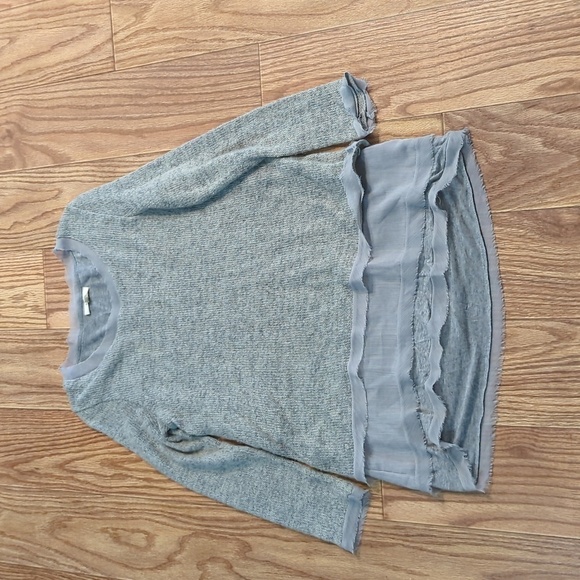 Easel layered gray tunic long-sleeve sweater, women's S - Picture 1 of 3